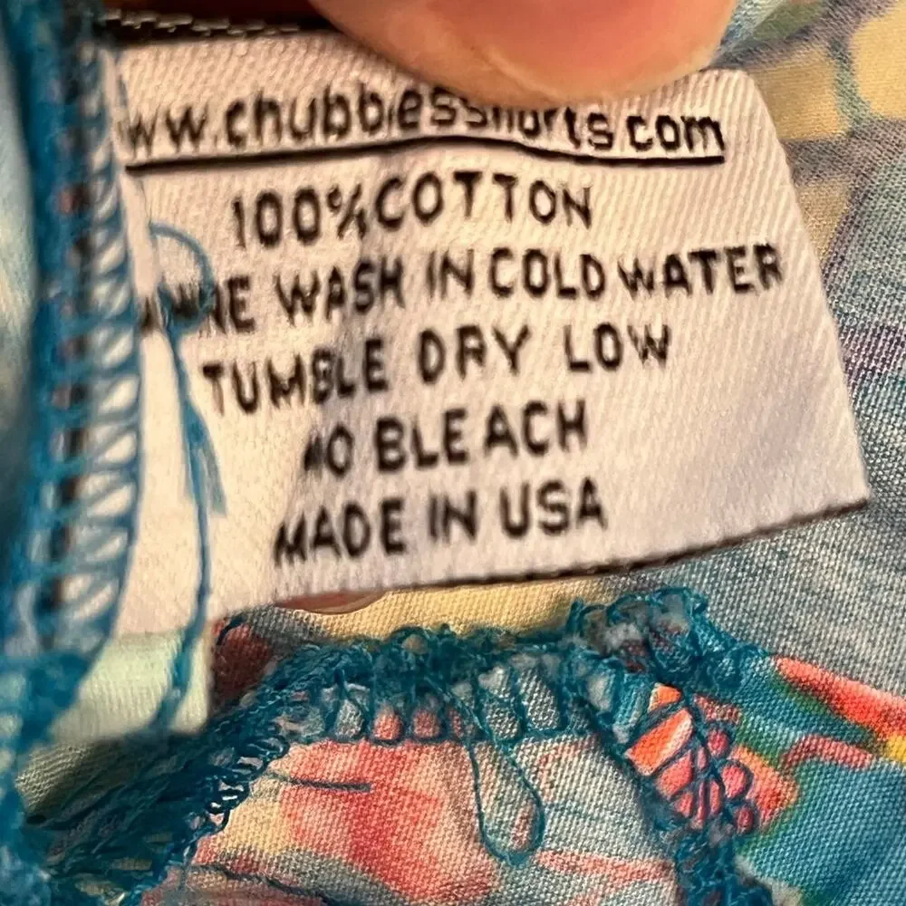 Chubbies The Nutter Mens XL Blue Yellow Hawaiian Print Short Sleeve Button Shirt